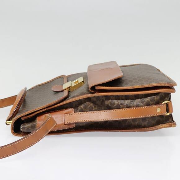 CELINE Macadam Canvas Shoulder Bag Pvc Leather Brown Gold - Picture 4 of 13